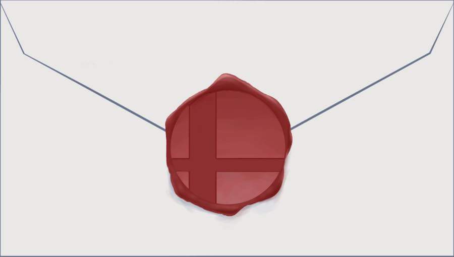 An envelope with a strange red seal
